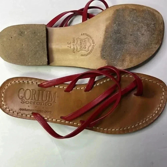 Corium Sorrento red leather sandals size 37 - Picture 3 of 5